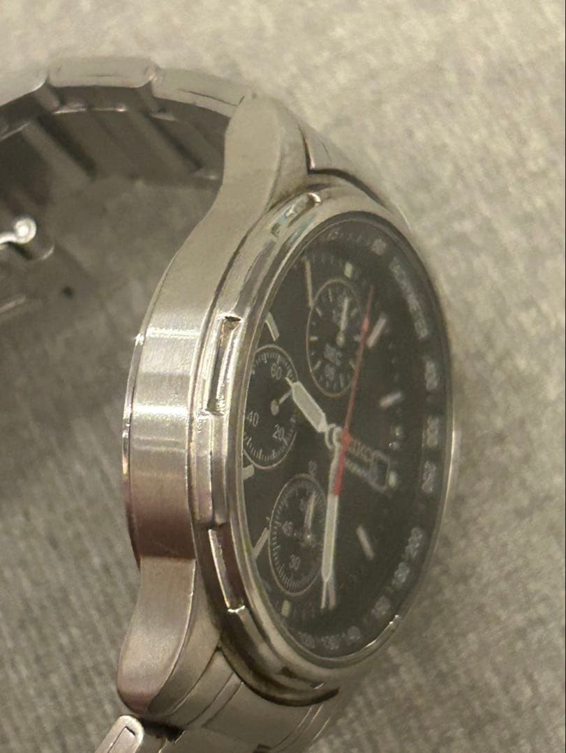 SEIKO 7T92-0BA0 Quartz Chronograph Black Dial Watch Used