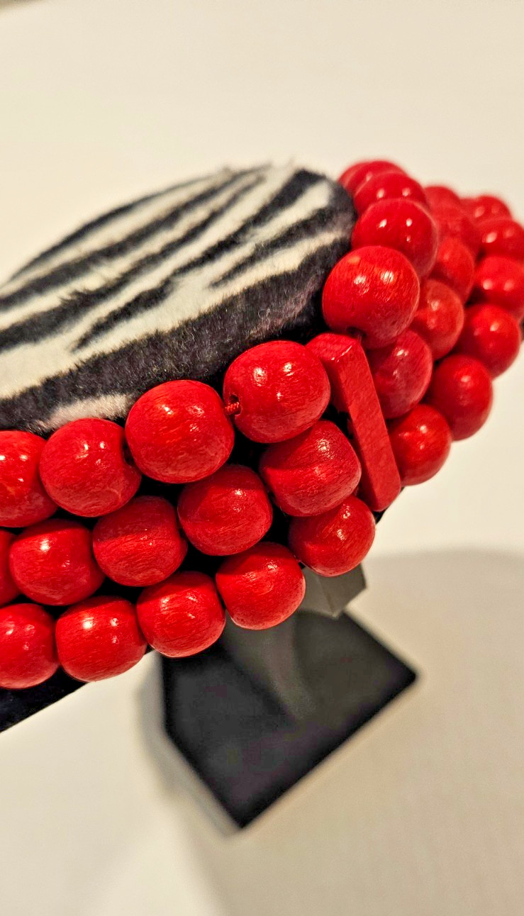 Handmade 3-Strand Round Red Wooden Bead Necklace | Traditional Ukrainian Style