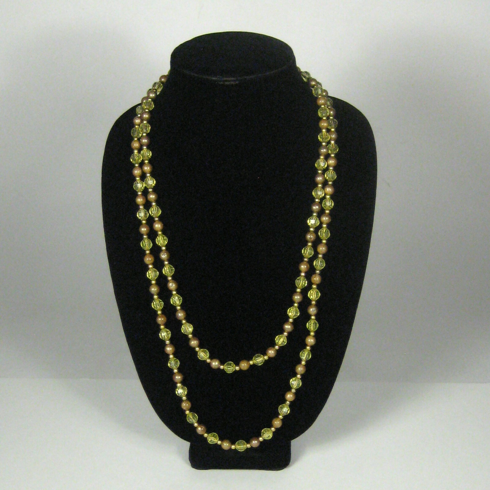 Necklace Women Goldtone 56 Inch VTG 70s 60s Estate Strand String Beaded Yellow