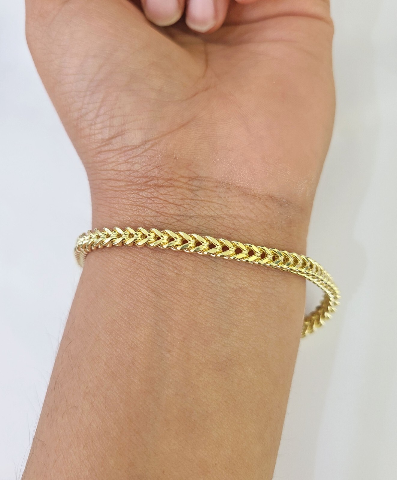 10k Franco Bracelet 4mm 8″ Inch Yellow Gold Men Women Link Real 10kt