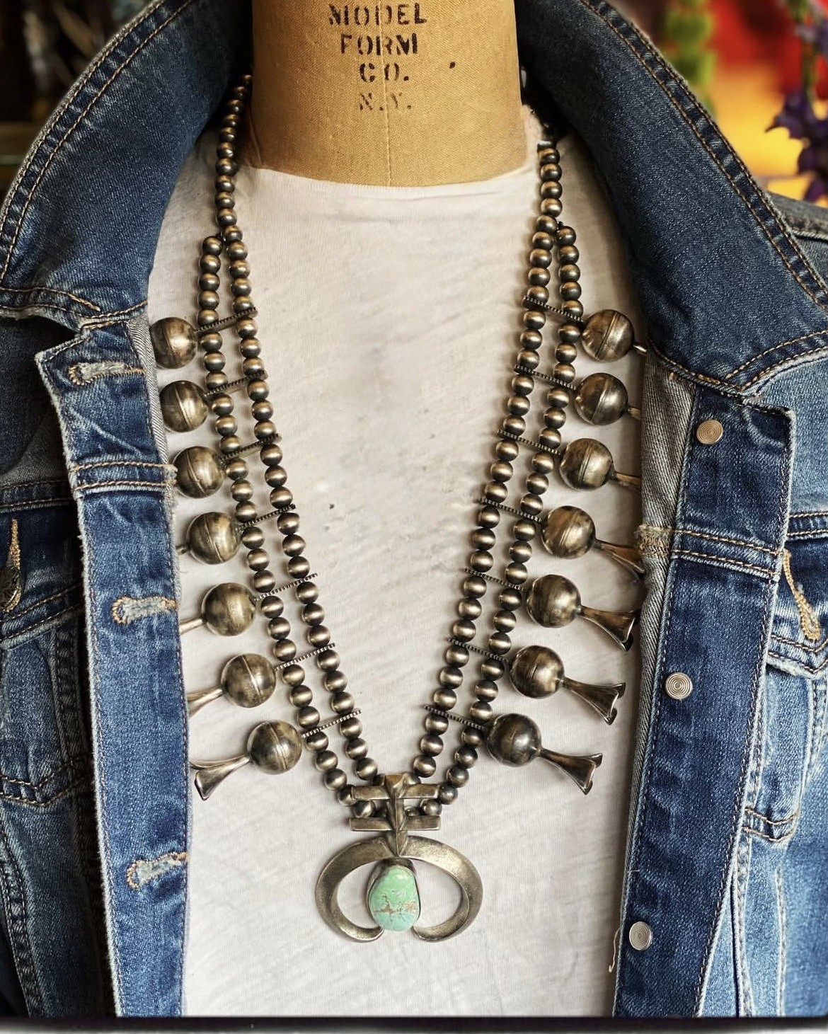 Navajo Robert Chee and Paul Livingston Squash Blossom Necklace 265 Grams 32in