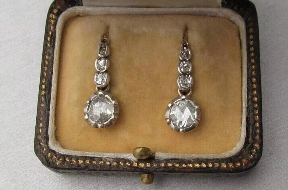 Art Deco Style Round Lab Created Diamond Anniversary 14K White Gold FN Earrings