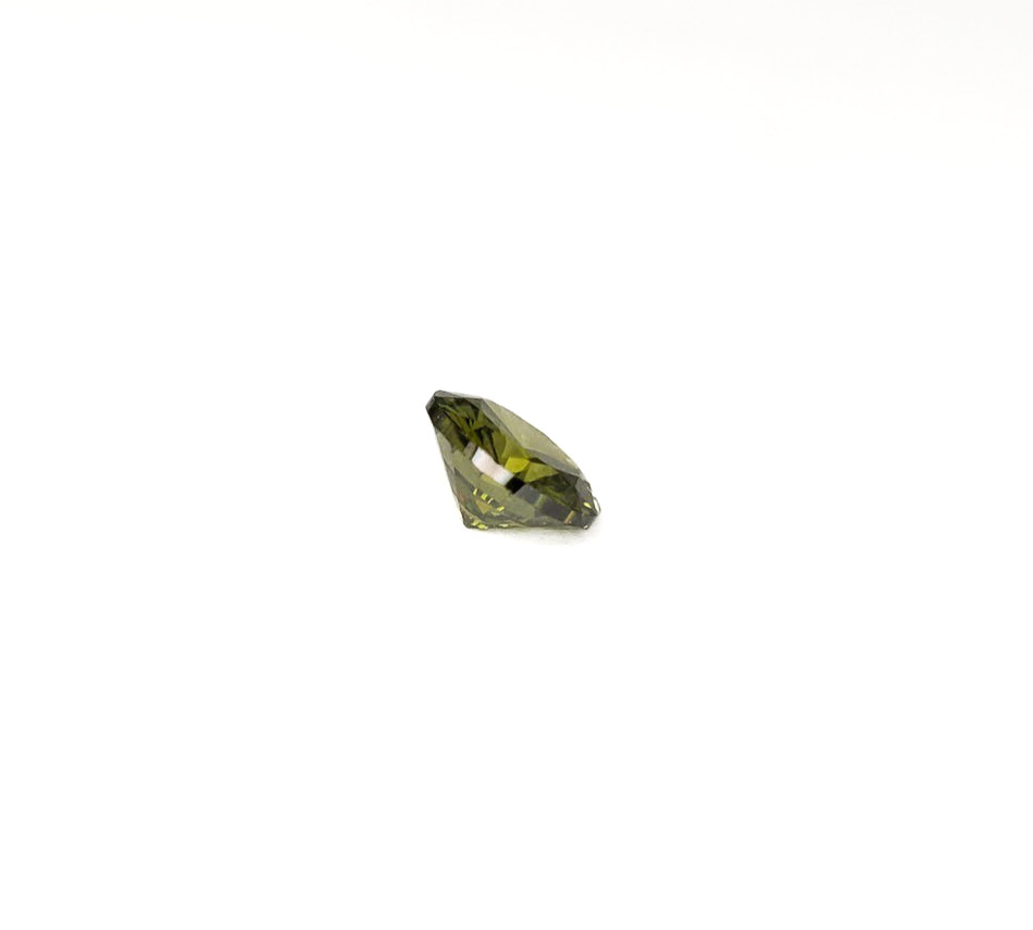 Round Faceted Olive Green Cubic Zirconia Gemstone