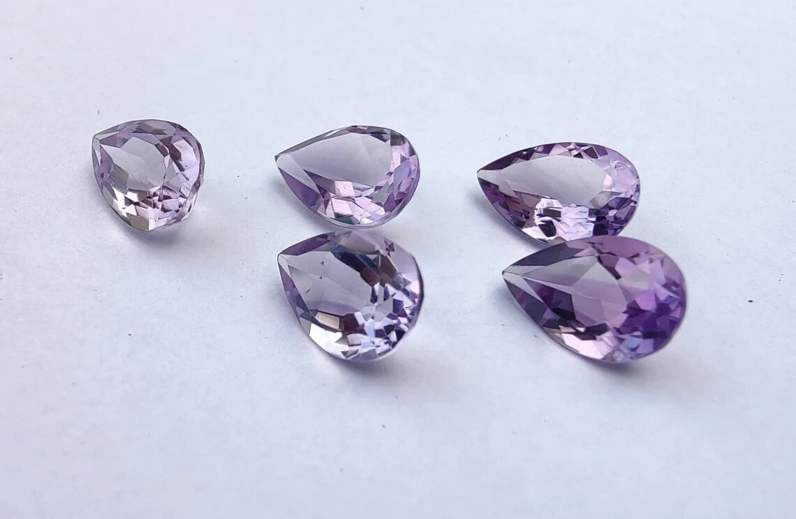 Top Quality Natural Amethyst Pear Shape Faceted Gemstone 3x5mm-18x25mm