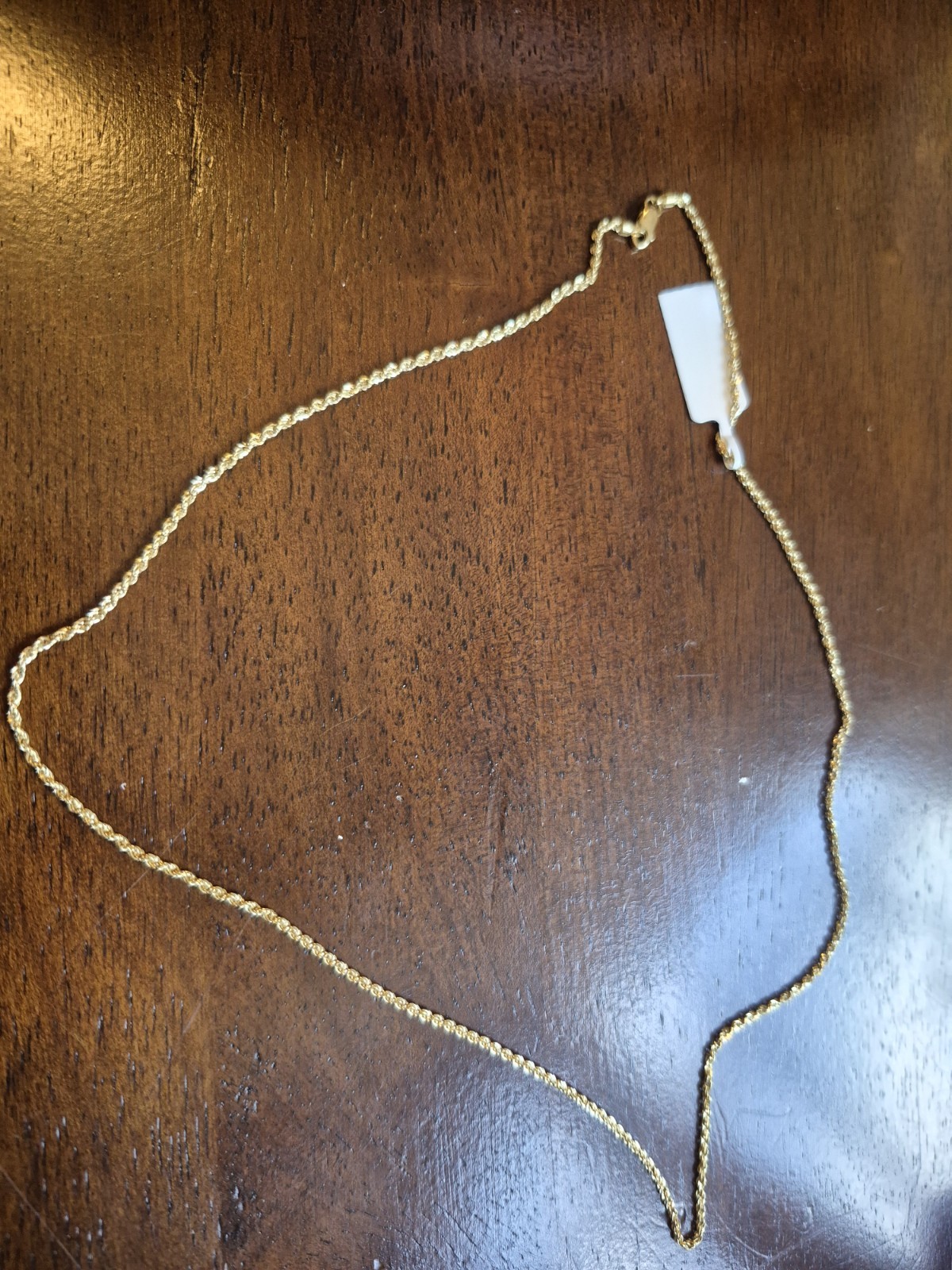 14k 20″ Rope Chain New With Sticker 1.5g Approx 2mm Wide.