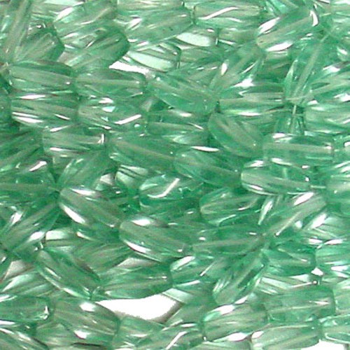 7X15MM AQUA GLASS TWIST BEADS – 16 INCH STRAND