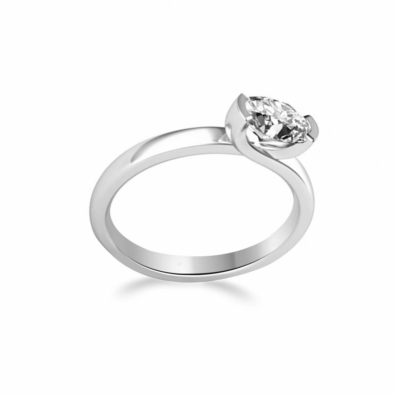 0.50Ct Oval Cut Solitaire Engagement Ring White Gold