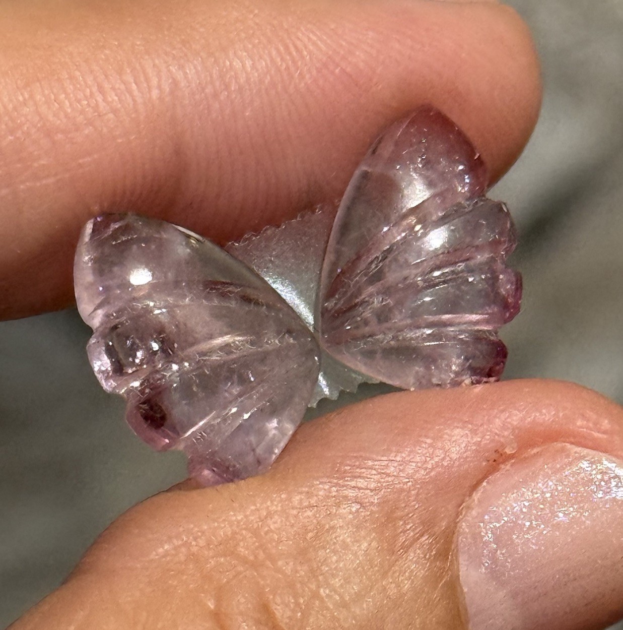 10ct 15×10.5x4mm Pair Cute Butterfly Wings Pink Tourmaline Cabochon Gems