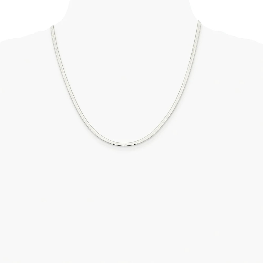 Sterling Silver Rhodium-Plated 3mm Magic Herringbone Chain Necklace 16″-24″