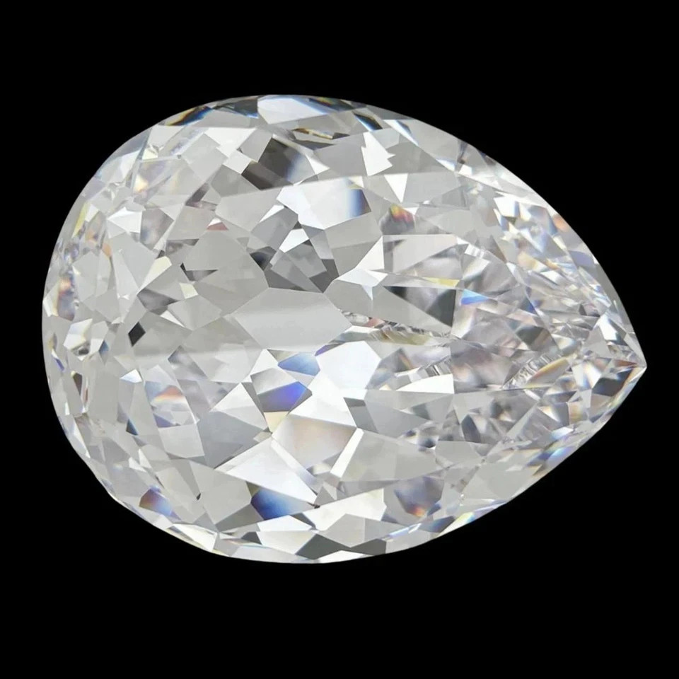 100 Ct+ Natural Certified Cambodian White Zircon Pear Cut Loose LG Gemstone