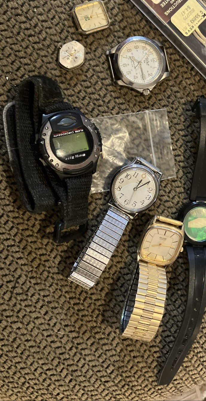 7 VTG Watch Pieces PARTS ONLY Timex Sharp Paul Maret Fantasia