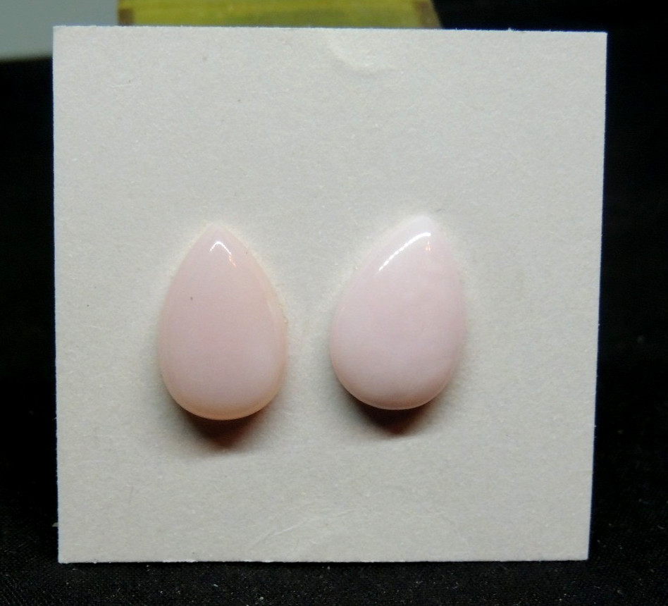 Pink Andean Opal Pear Cabochons 10x15mm with 4mm dome set of 2 (t4)