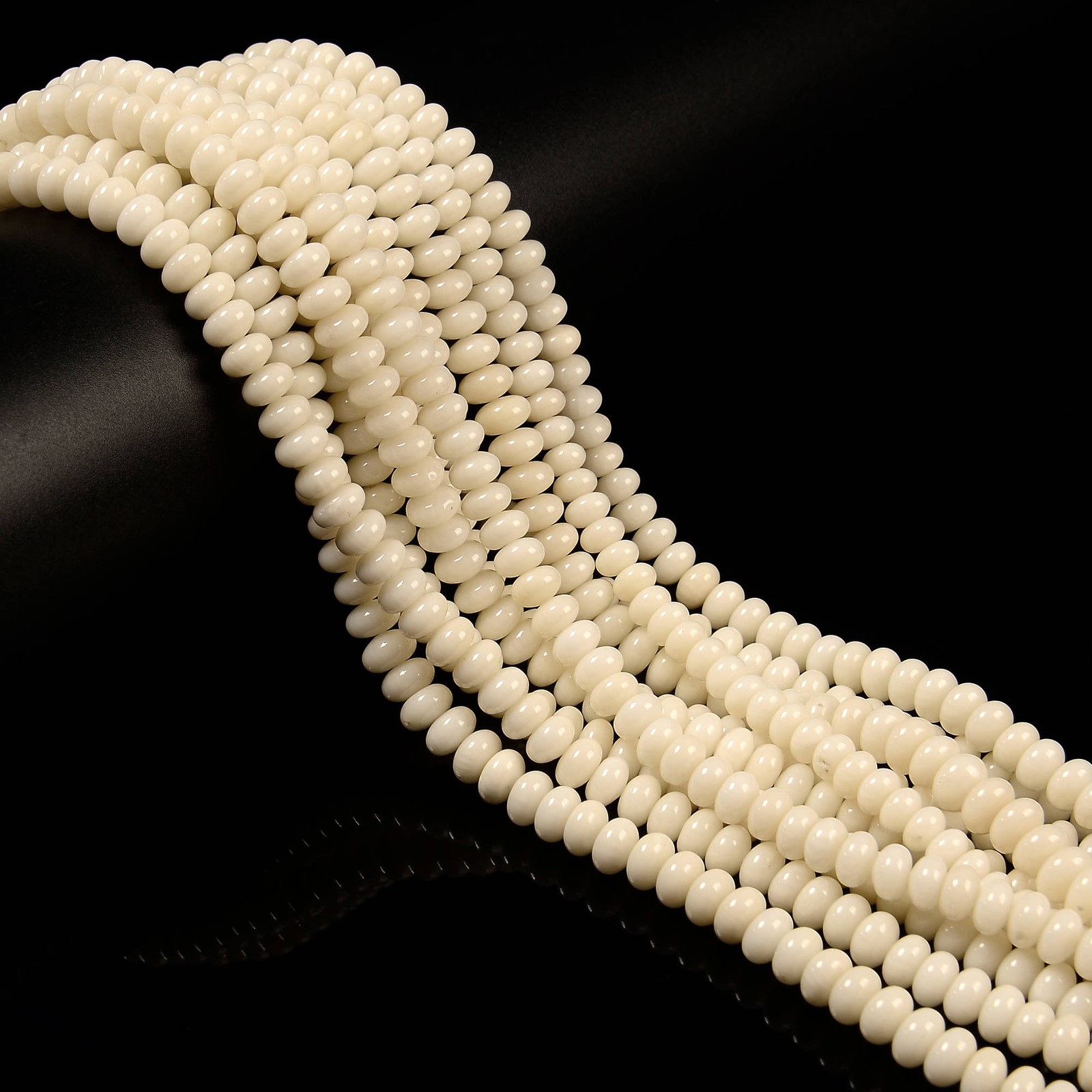 Ivory Color Bamboo Coral Smooth Rondelle Beads Size 3x5mm 4x6mm 15.5″ Strand
