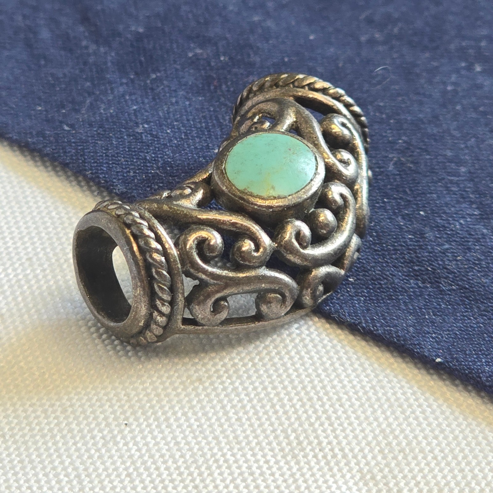Sterling Silver Slider Charm 8.05g Fine Jewelry Turquoise look *READ*