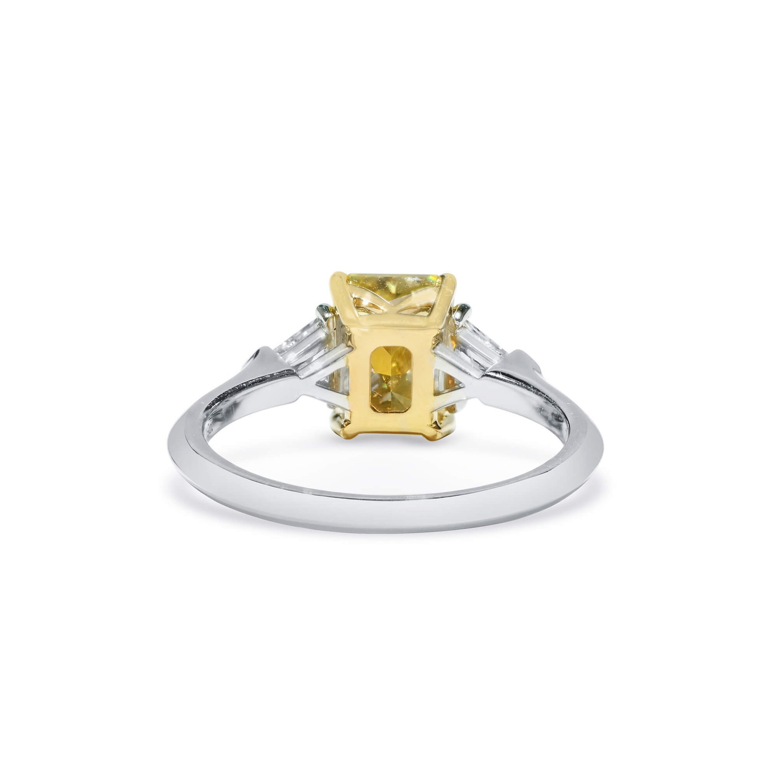 Natural Fancy Vivid Yellow Diamond Ring 2.01 Ct GIA SI1 Radiant Cut White Gold
