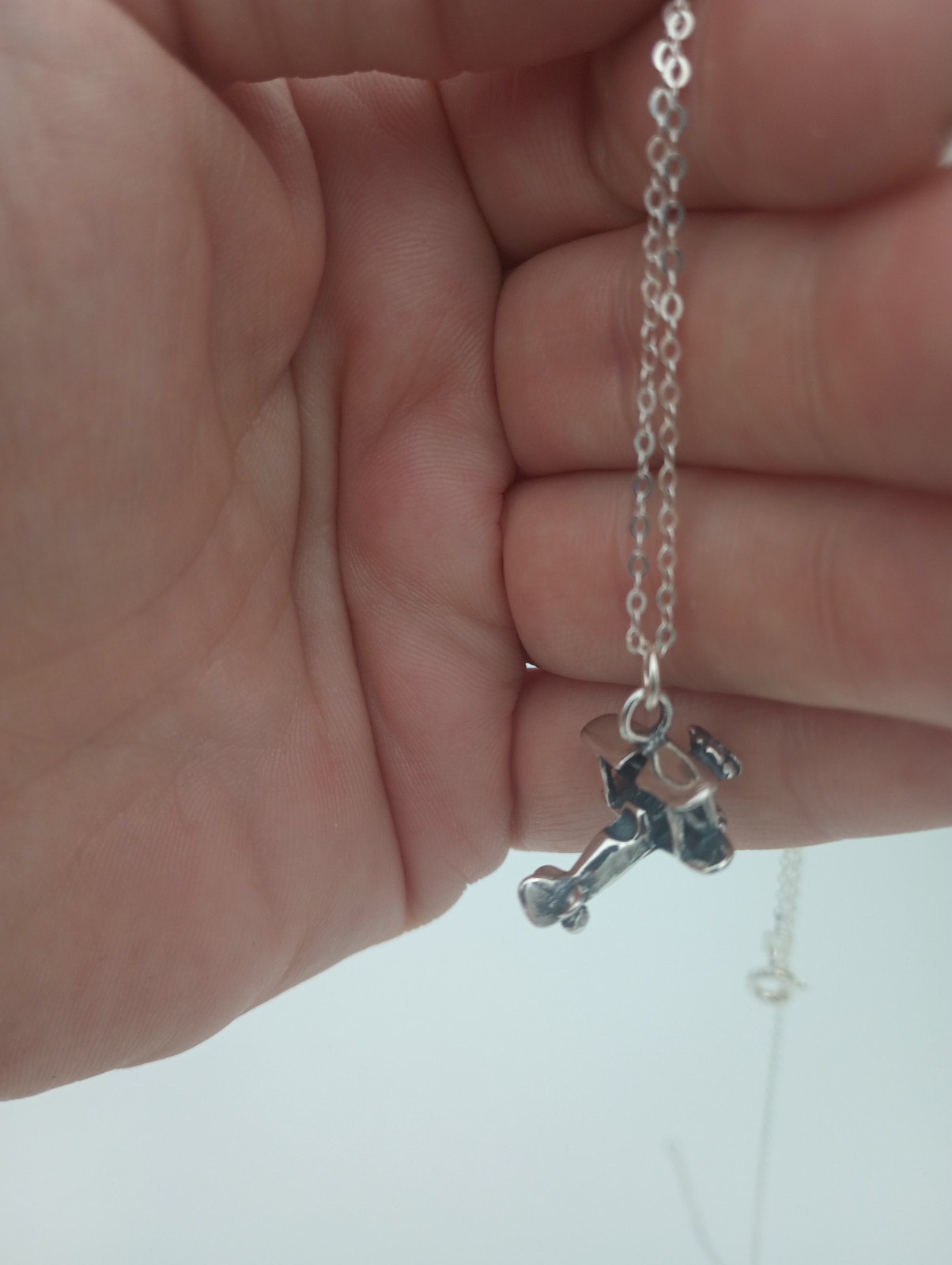 biplane charm sterling silver 3d aircraft 925 pendant charm 24″ chain plane