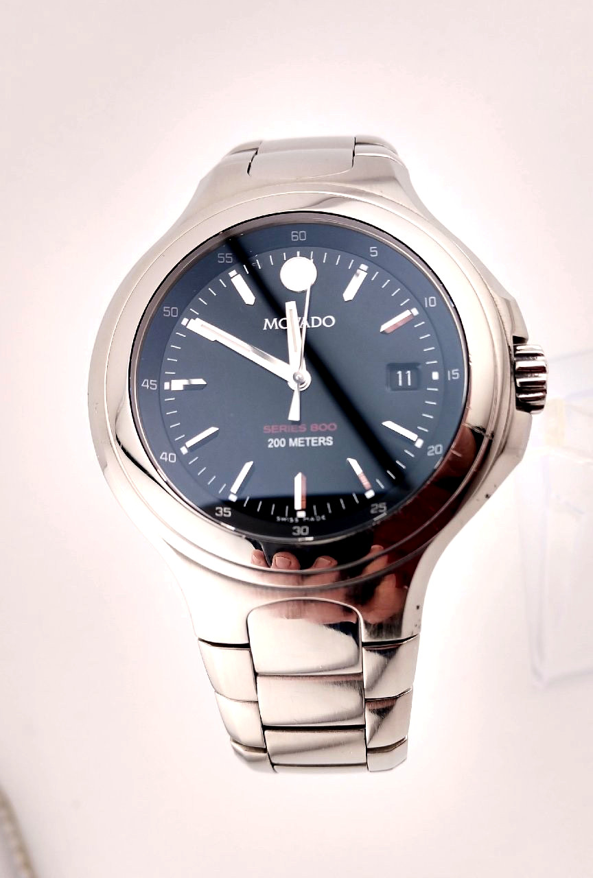 Movado Men’s Series 800 SS W/Black Dial; Model #84.C2.1896 ~ Excellent