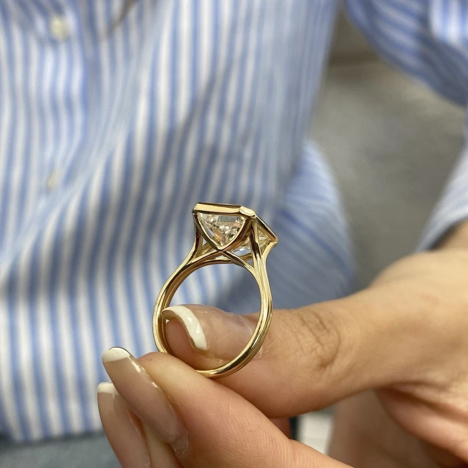 Radiant Cut Diamond Ring IGI Certified Lab Grown 14k Yellow Gold 6 Ct VVS E F
