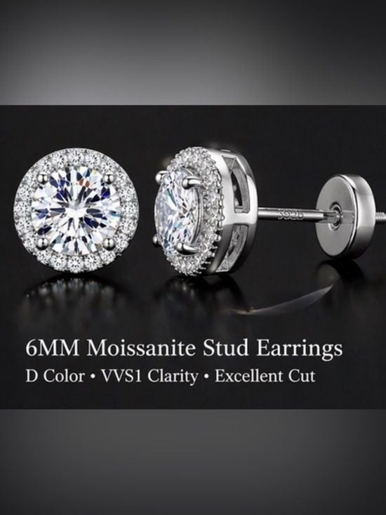Unisex Mens Women Classic Silver Cubic Zirconia Stud Earrings – Single Pair