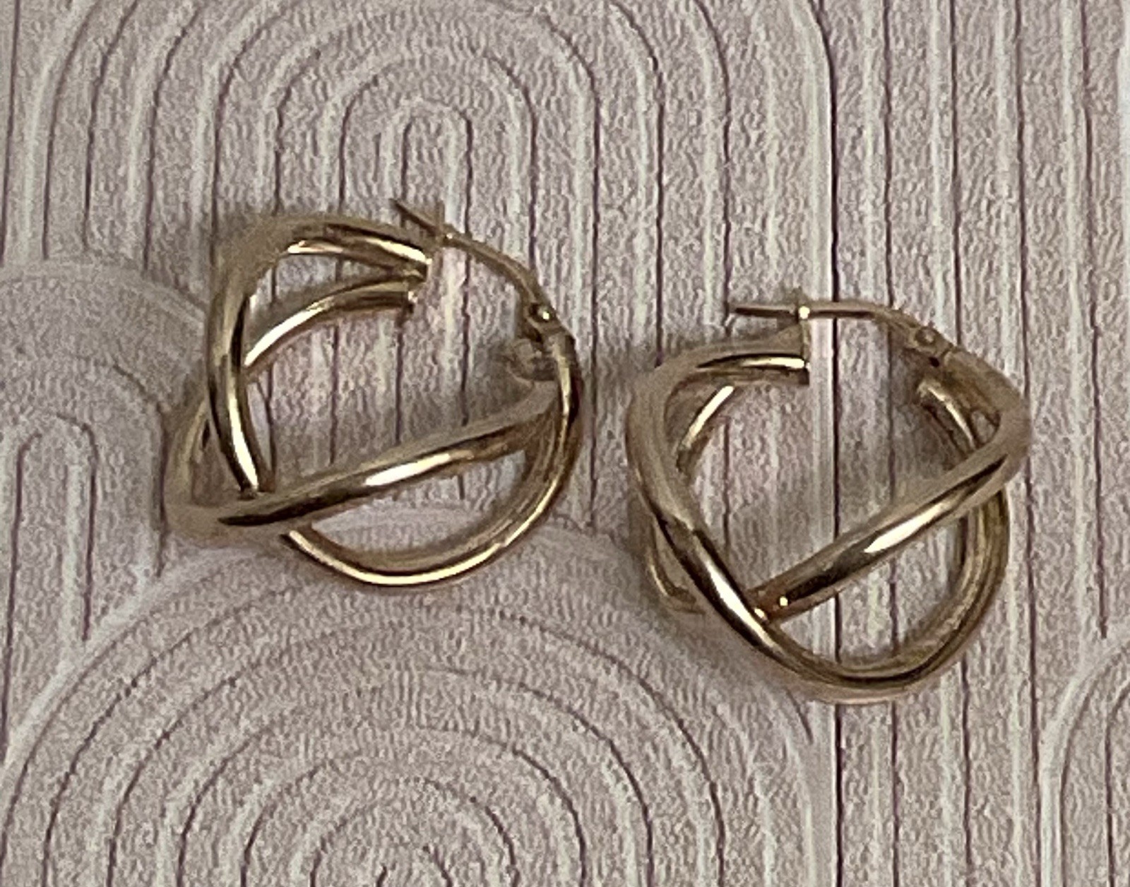 Italy 925 Sterling Silver Gold Vermeil Triple Twist Hoop Earrings Latch Back