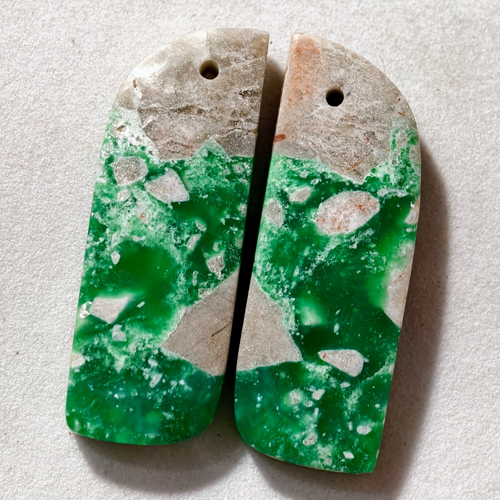 40 Cts Natural Variscite Drilled Match Pair Cabochon Gemstone 35.4 X 12.3 MM