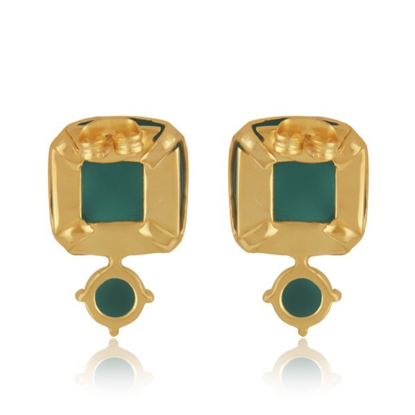 Green Onyx Set Turkish Style Designer Stud Gold Earrings Jewelry For Women Gifts