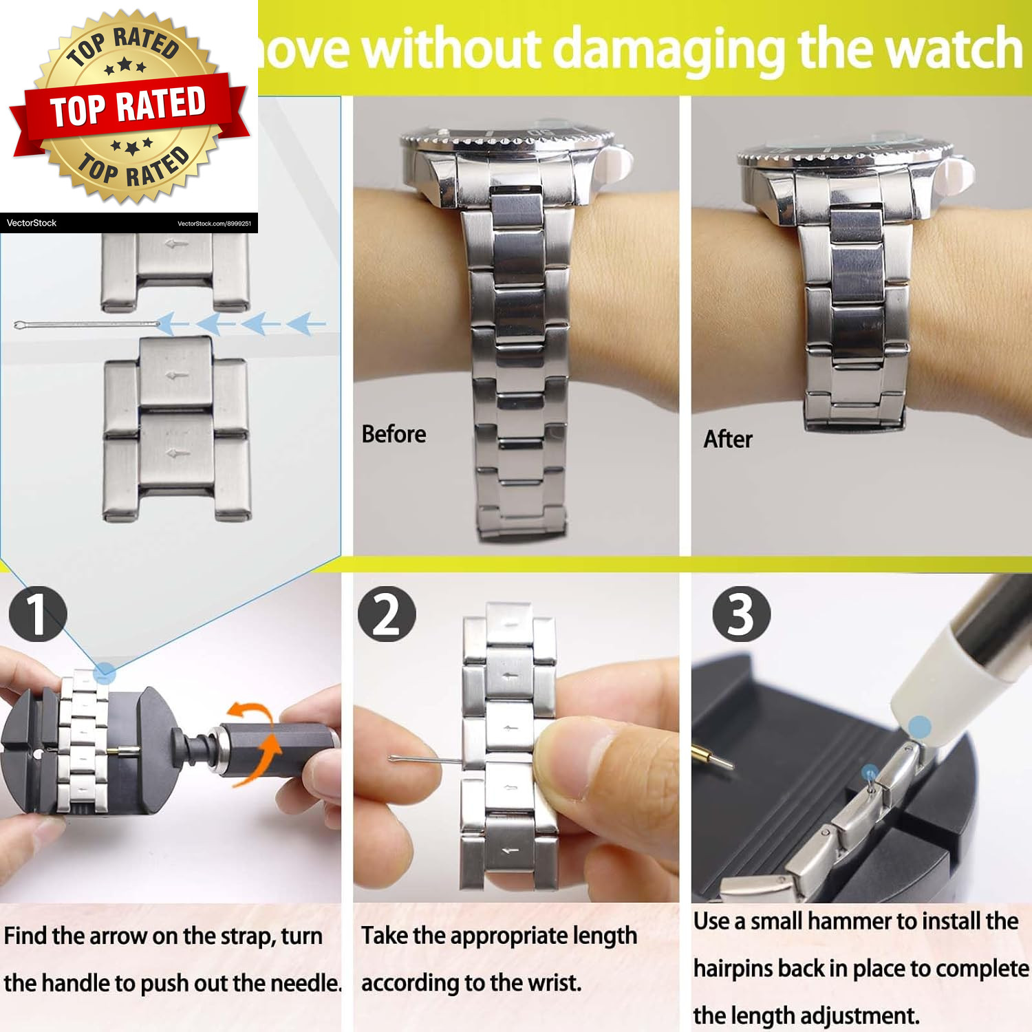 Watch Link Removal Kit Watch Band Sizing Tool for Watch Strap Adjustment Watch