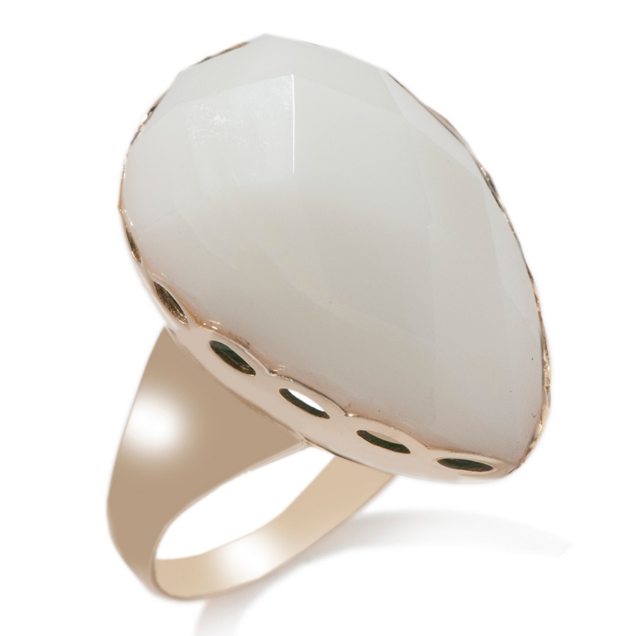 17 Carat Technibond Pear Agate Ring 14K Yellow Gold Clad Silver 925 Gemstone