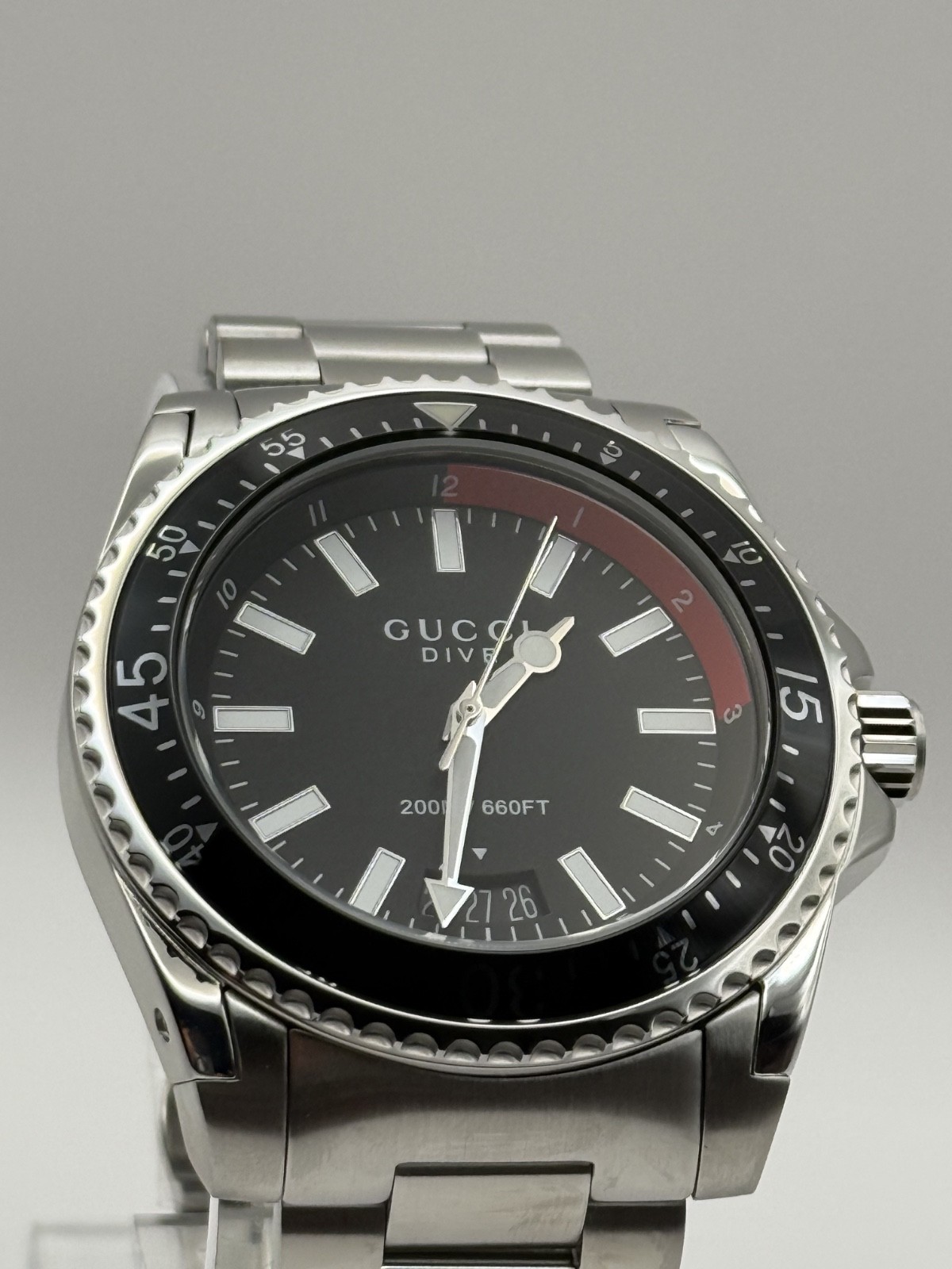 ​GUCCI Dive YA136212 Black Stainless Steel Men’s Watch 45MM – Brand New
