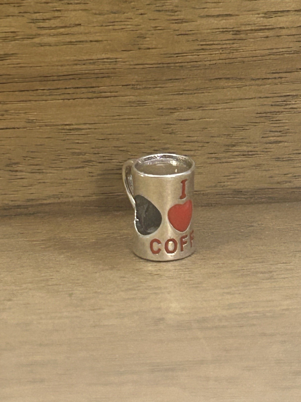 charm S925 Sterling Silver charm Coffee Cafe Coffee Lover Cup Red Heart
