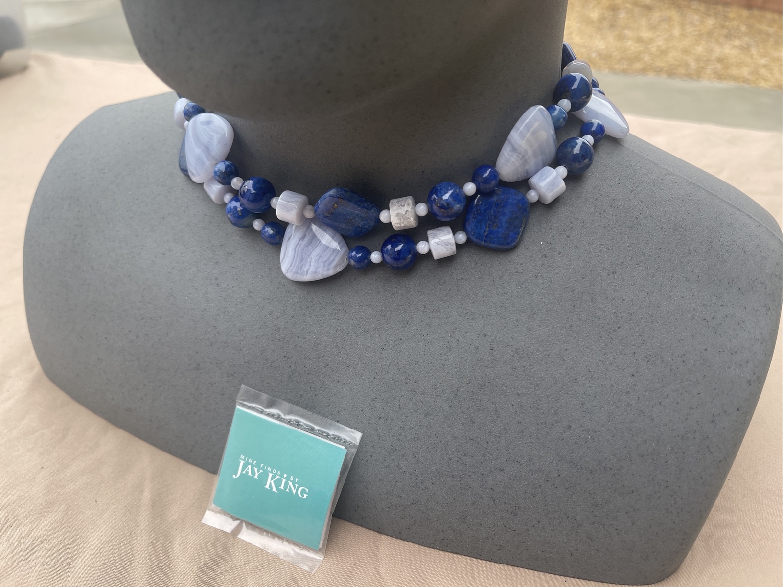 Mine Finds by Jay King DTR Sterling 925 blue lace agate lapis Nexklace 156 Grams