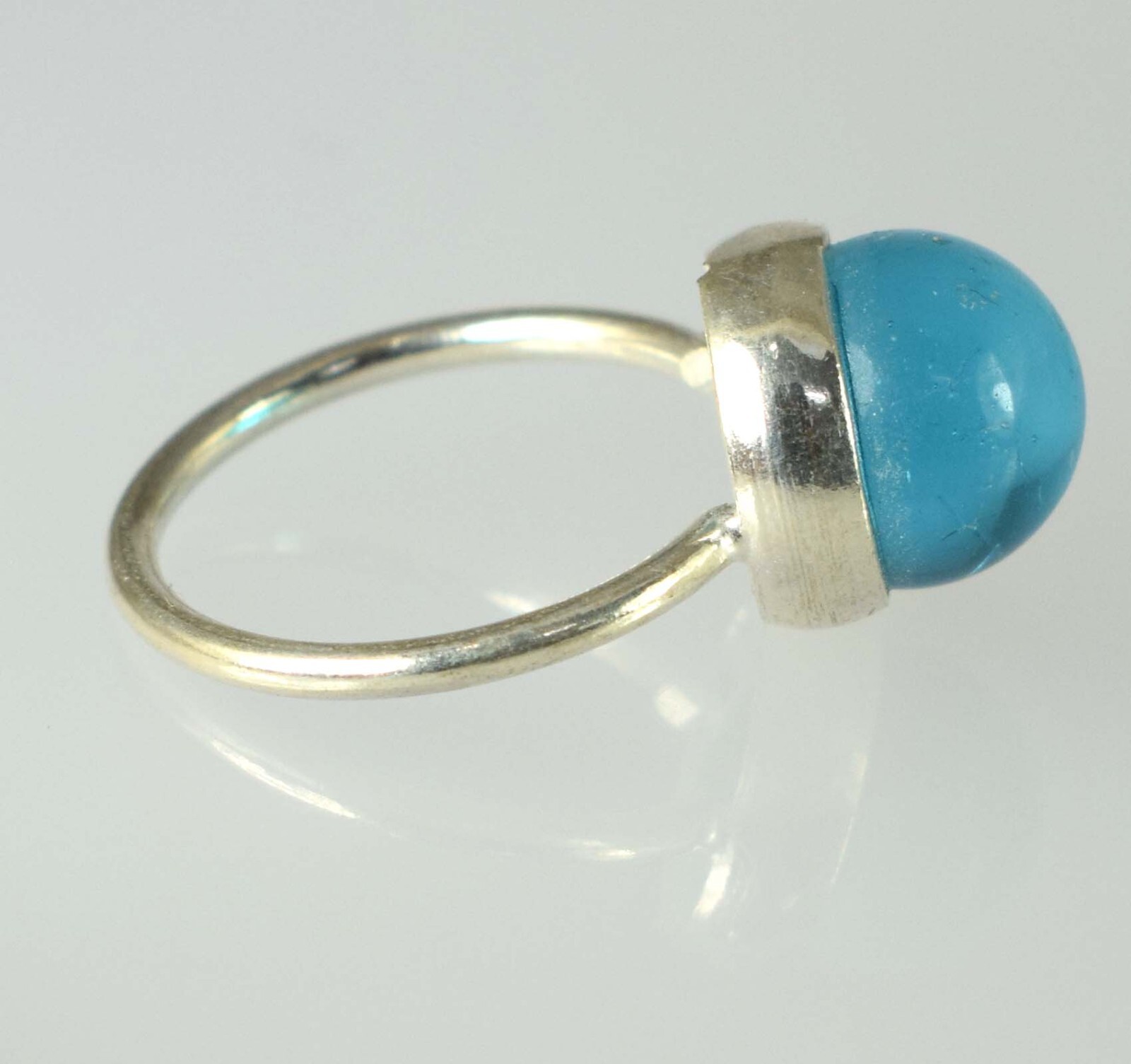 23.10 Ct/11 mm Brazilian Blue Topaz Gemstone Ball Ring Classic Collection
