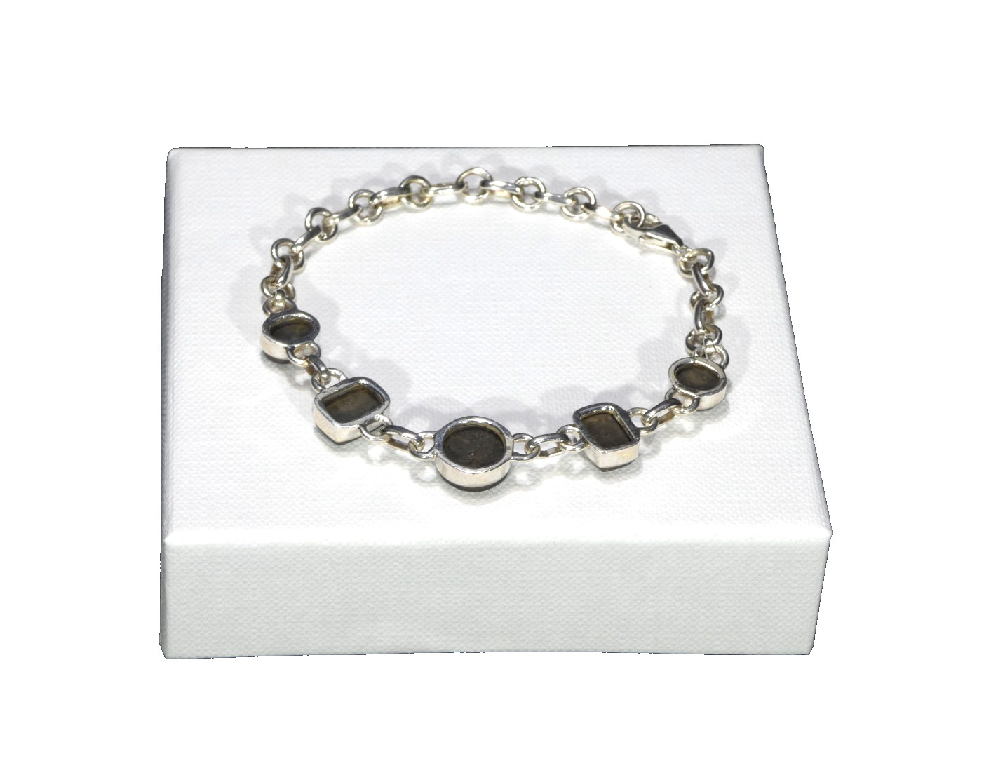 Natural Canadian Ammolite Solid 925 Sterling Silver Bracelet-20 cm