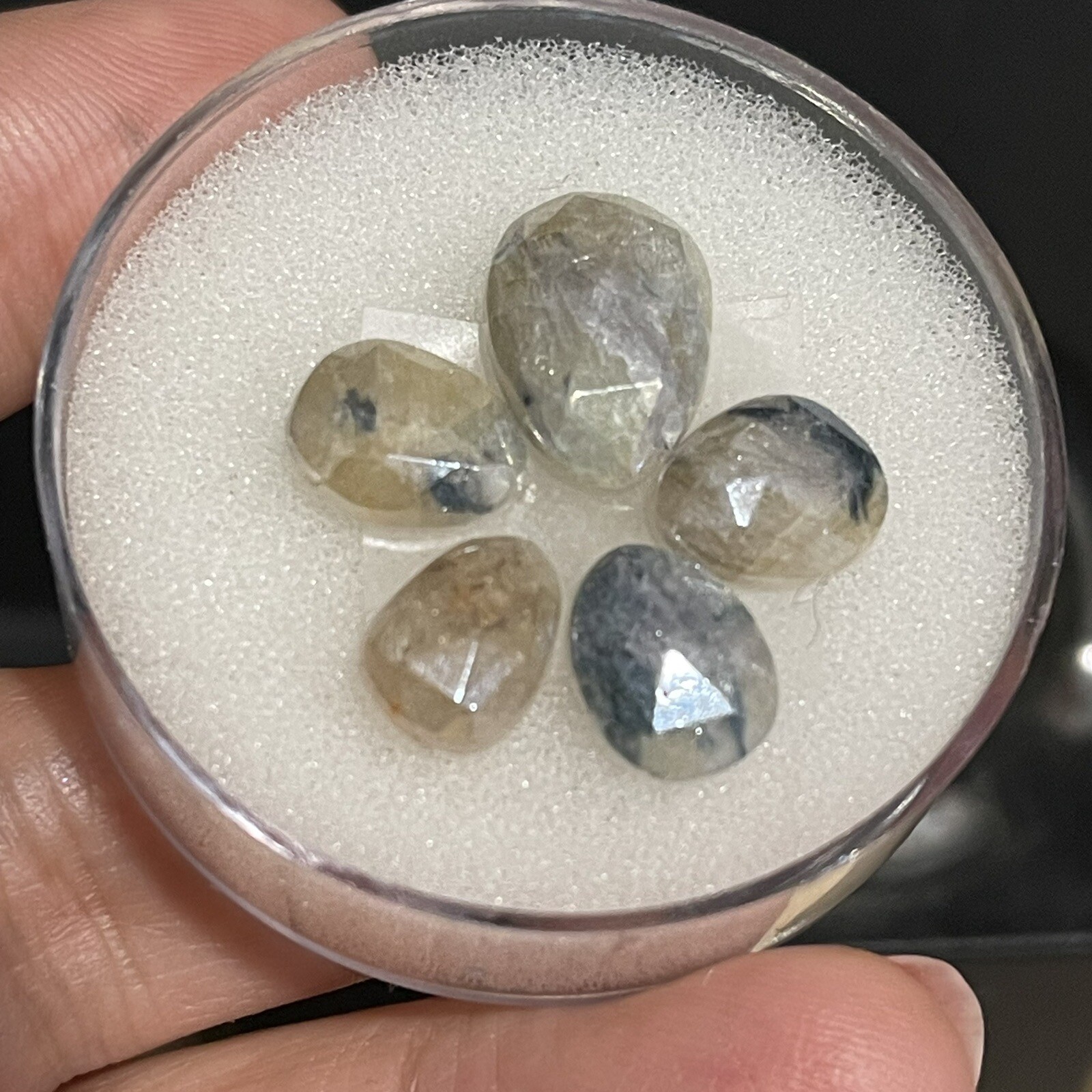 13.2ct 10.6-13.9mm 5pc Lot Silverite Rose Cut Drops Flat Back Cabochons