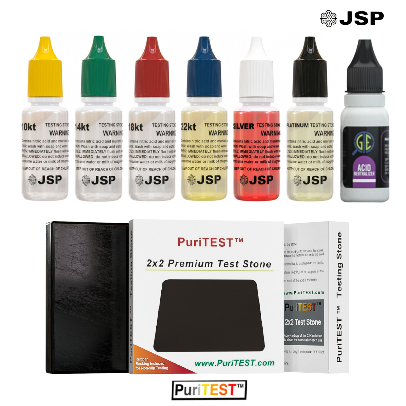 Gold Silver Jewelry Acid Testing Kit Tester Test Neutralizer JSP Stone PuriTEST