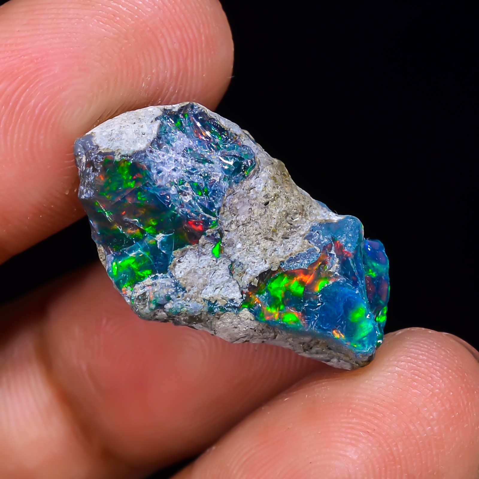 11 ct Natural Black Opal Rough Ethiopian, Fire Opal Gemstone, 23x12MM Welo Opal