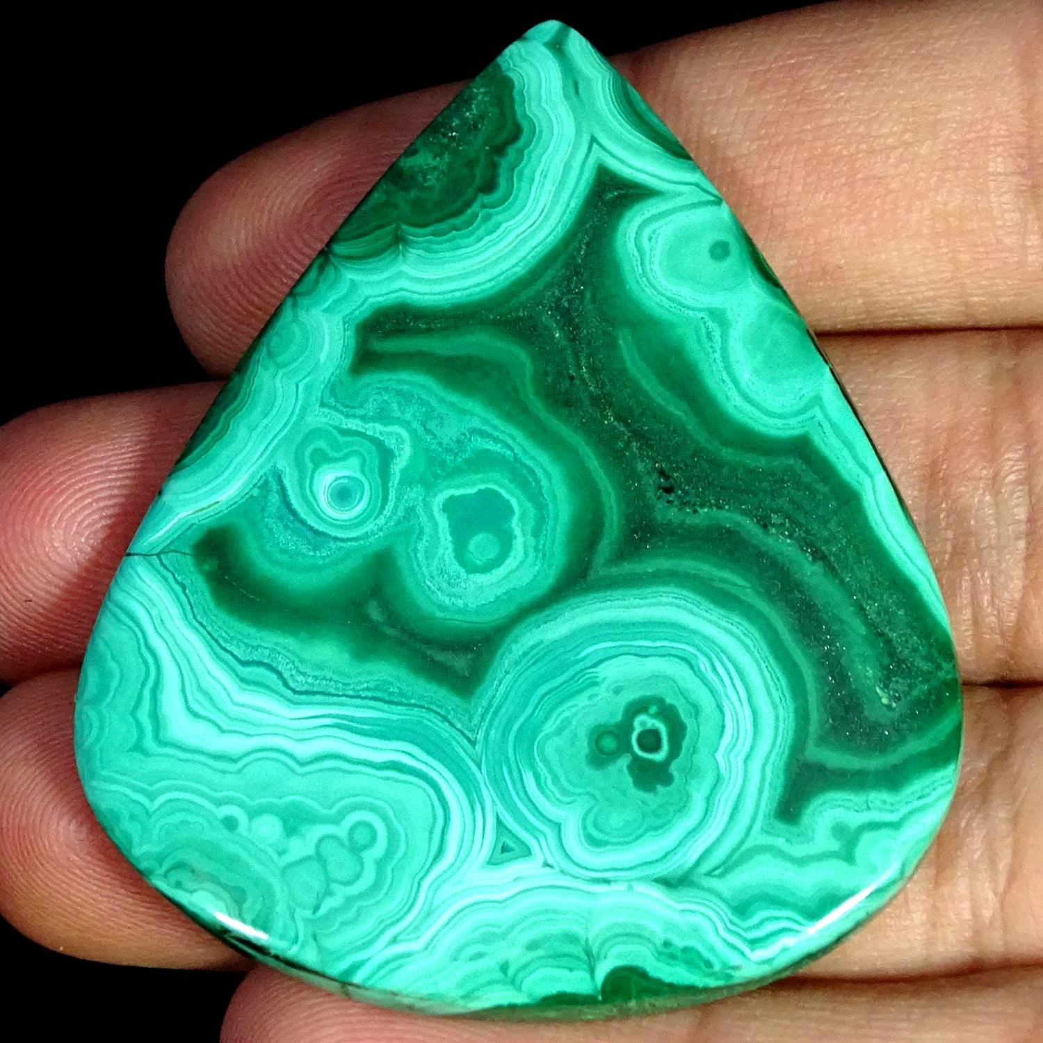 127.10Cts Natural Malachite Pear Cabochon Handmade Gemstone 44X53X5MM
