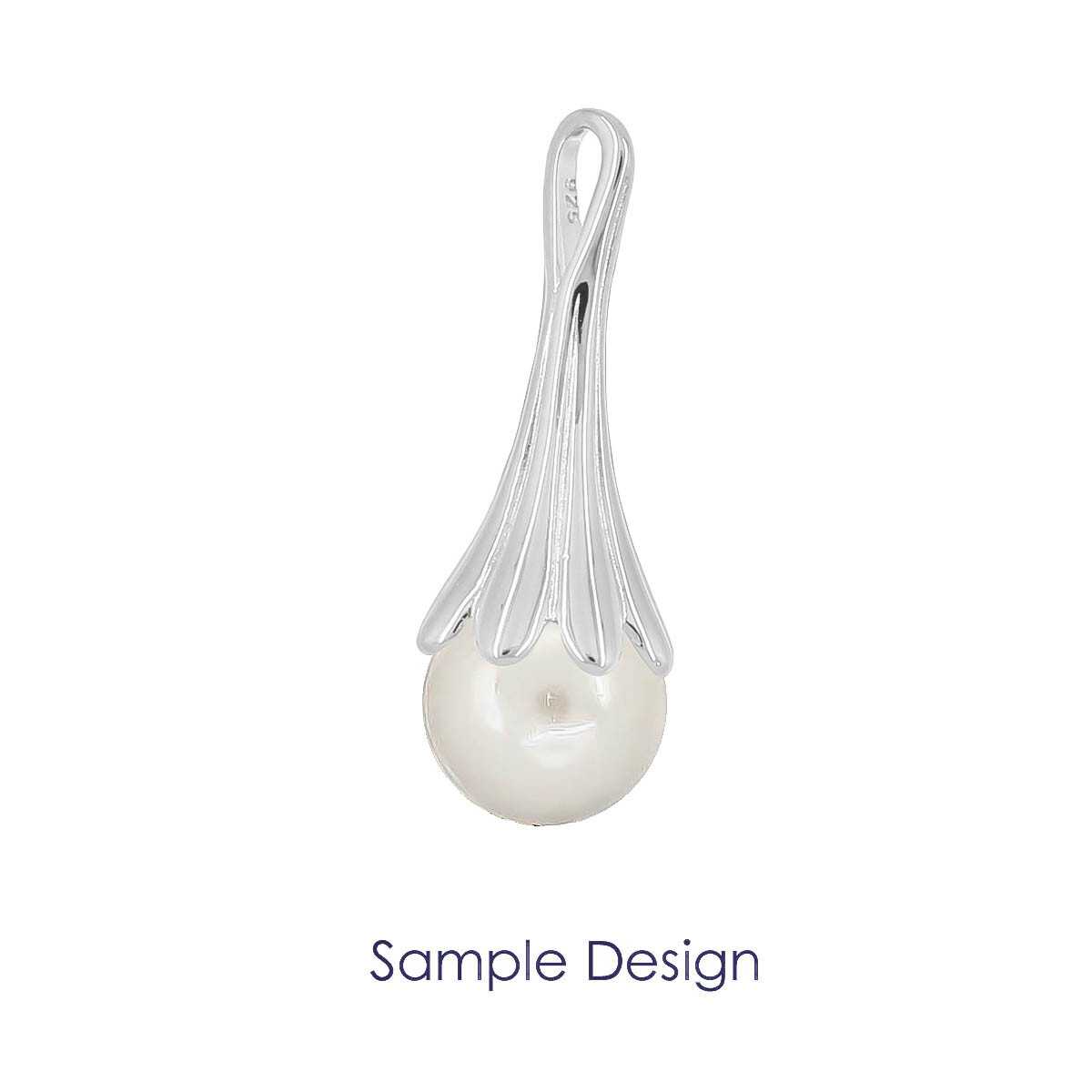 Fine Sterling Silver Pearl Cup Pendant Bail Connector with Pin #99794