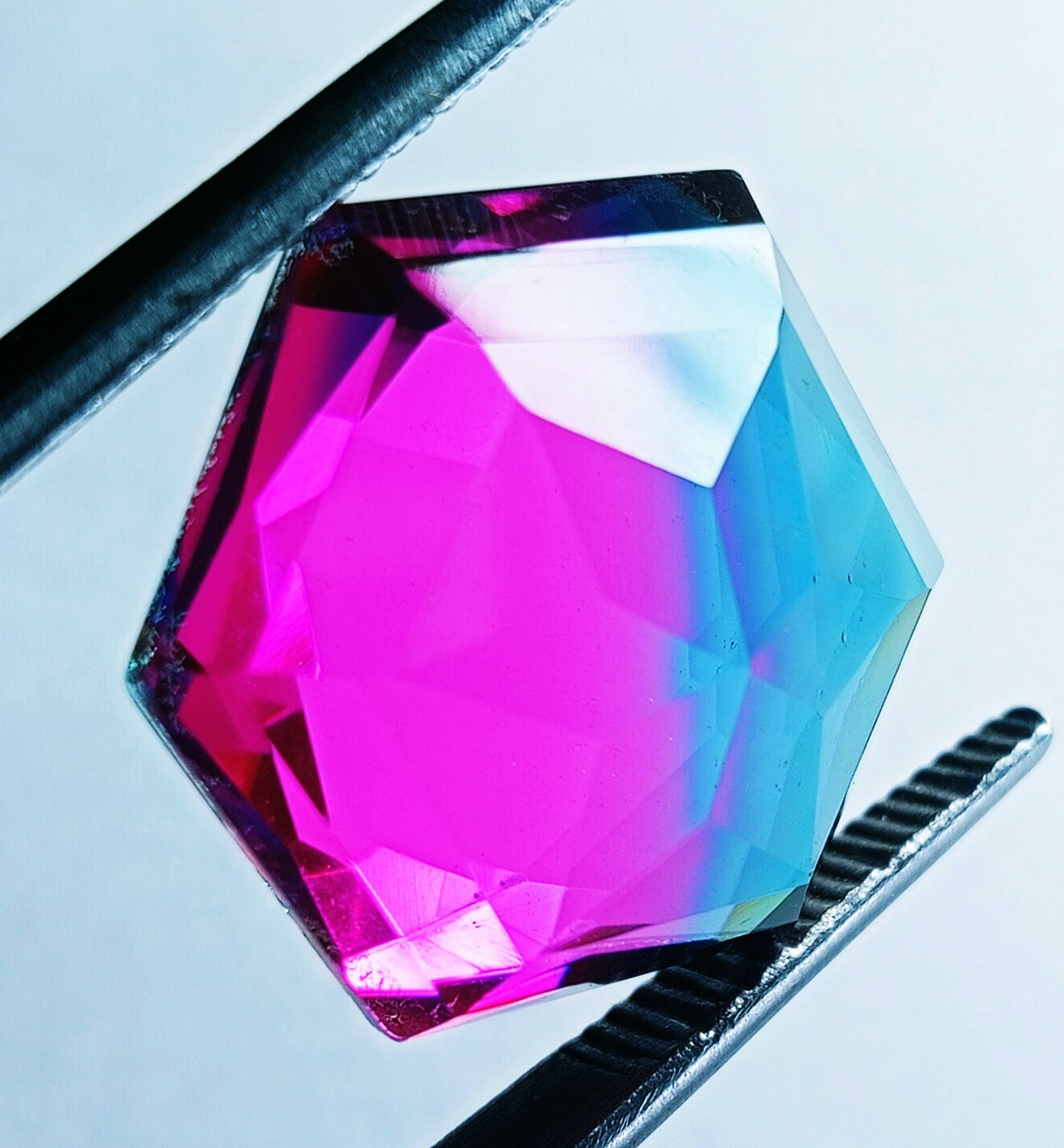 EGL Certified 23.50 Ct Natural Tourmaline Bi-Color Hexagon Fancy Gemstone AAA