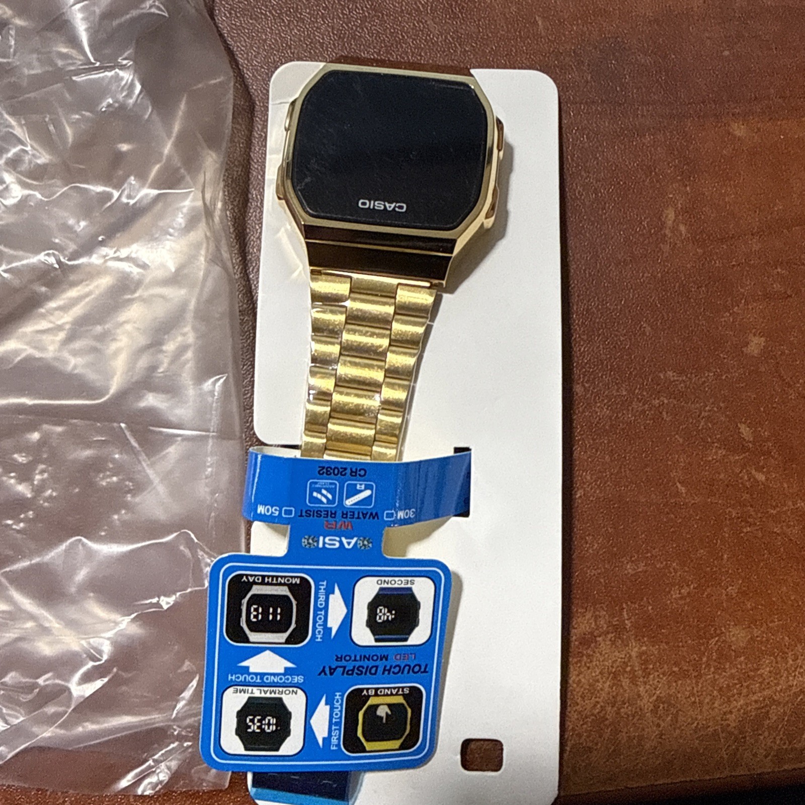 Casio A168WG Gold Digital Watch Black Dial Module 3298 Men’s Quartz Vintage OEM
