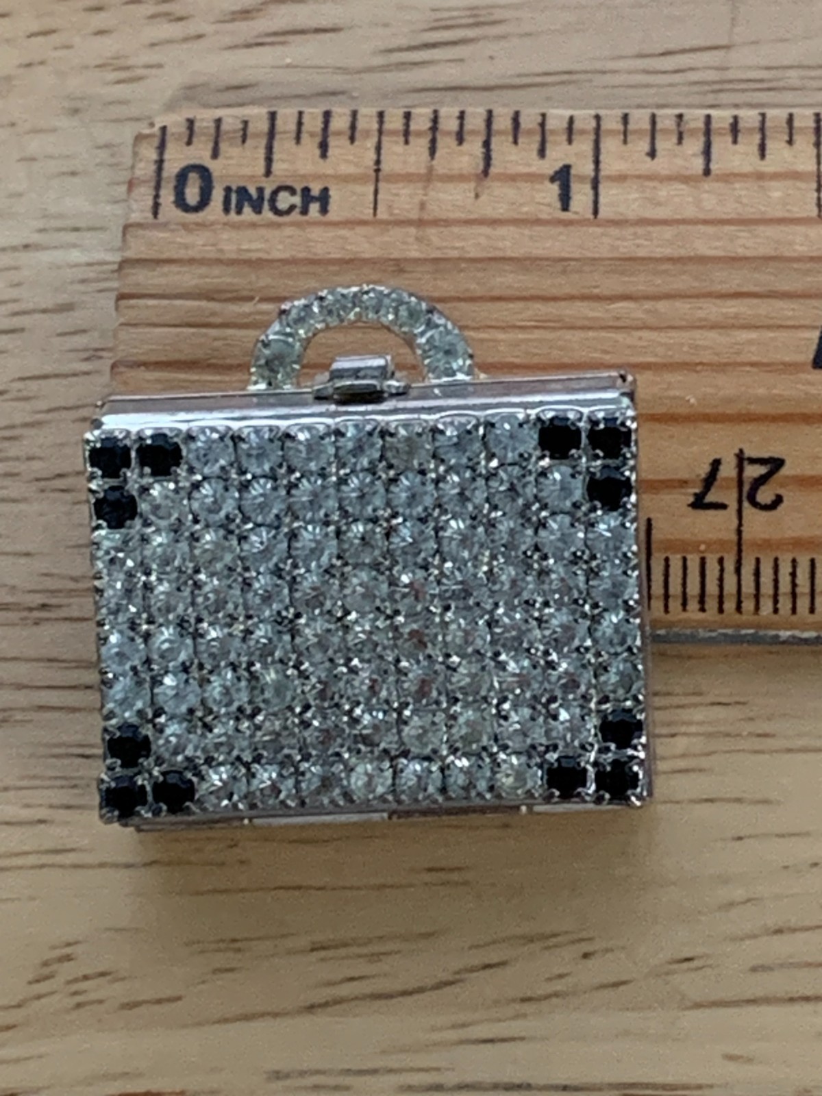 Rhinestone Photo Holder Purse Suitcase Pendant Preowned Condition