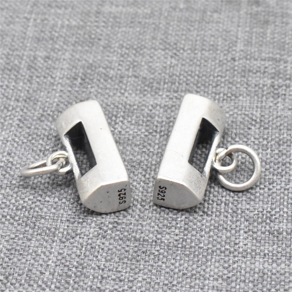 2pcs of 925 Sterling Silver Ancient Lock Charms 3D Chinese Hundred Family Lock