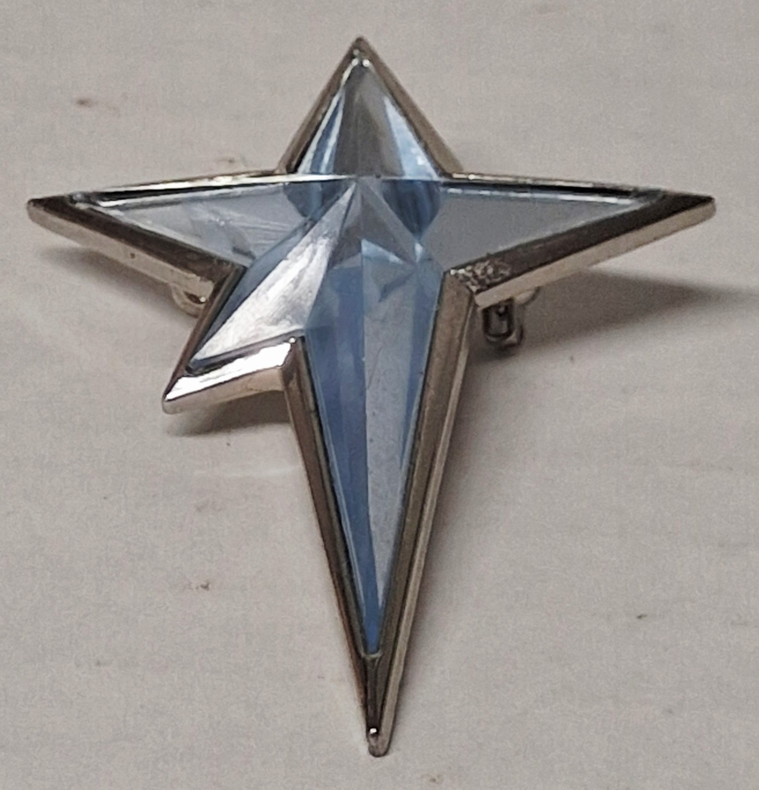 Vintage 1990’s Thierry Mugler Light Blue Silvertone Star Brooch Pendant