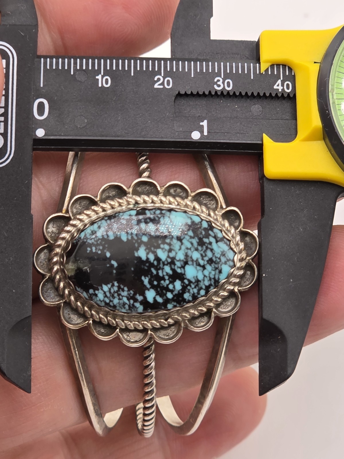 VINTAGE NATIVE AMERICAN STERLING SILVER TURQUOISE CUFF BRACELET JJJ
