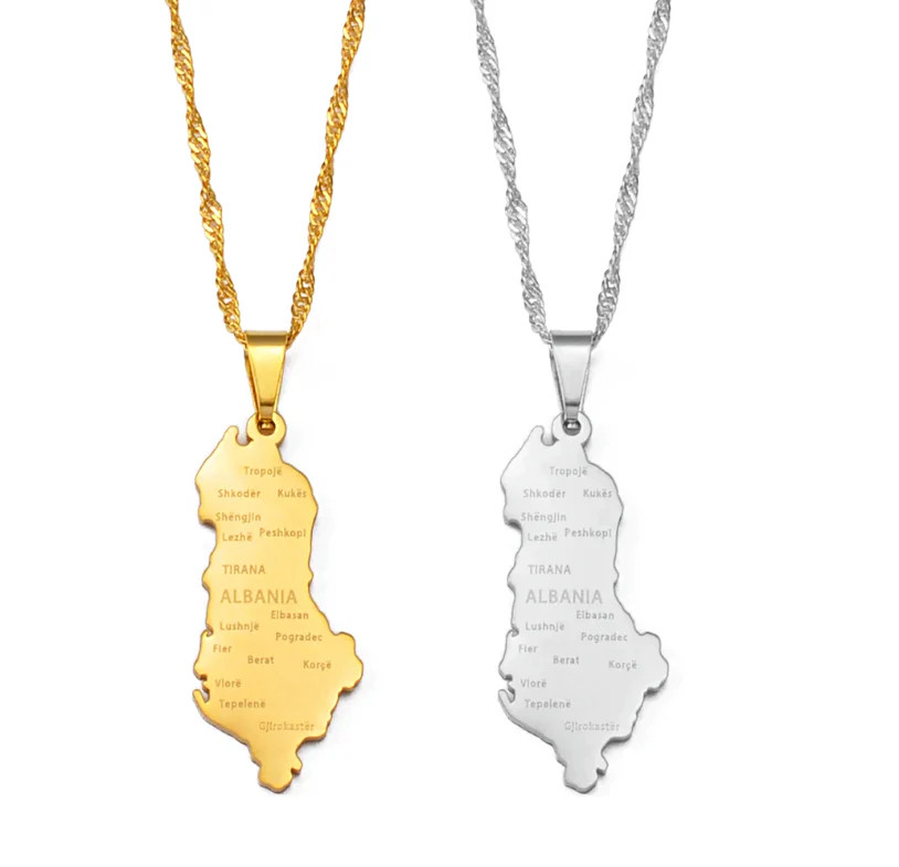 Albania Map with cities Pendant Necklace