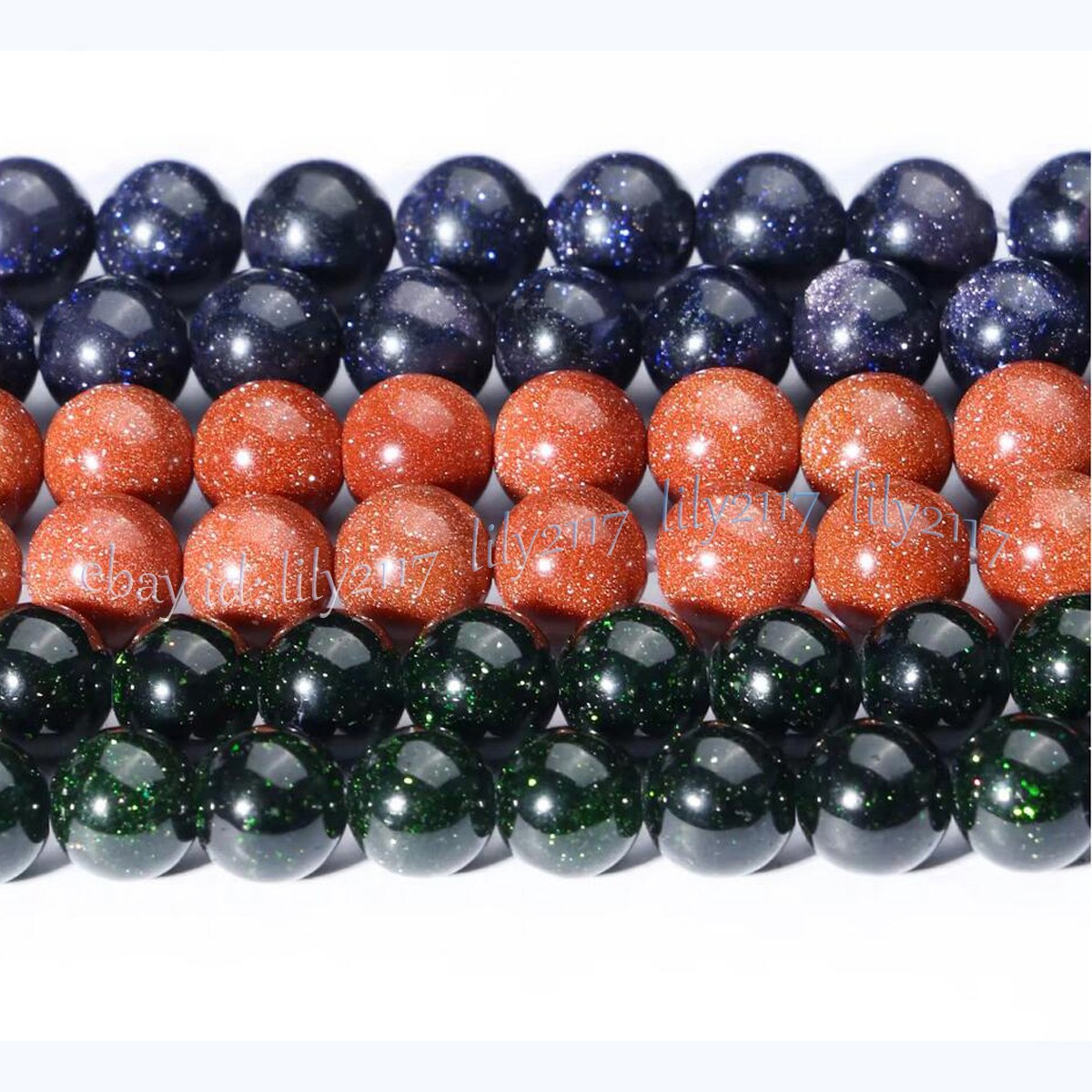 Natural Blue Gold Green Sandstone Round Gemstone Loose Beads Jewelry Making 15”