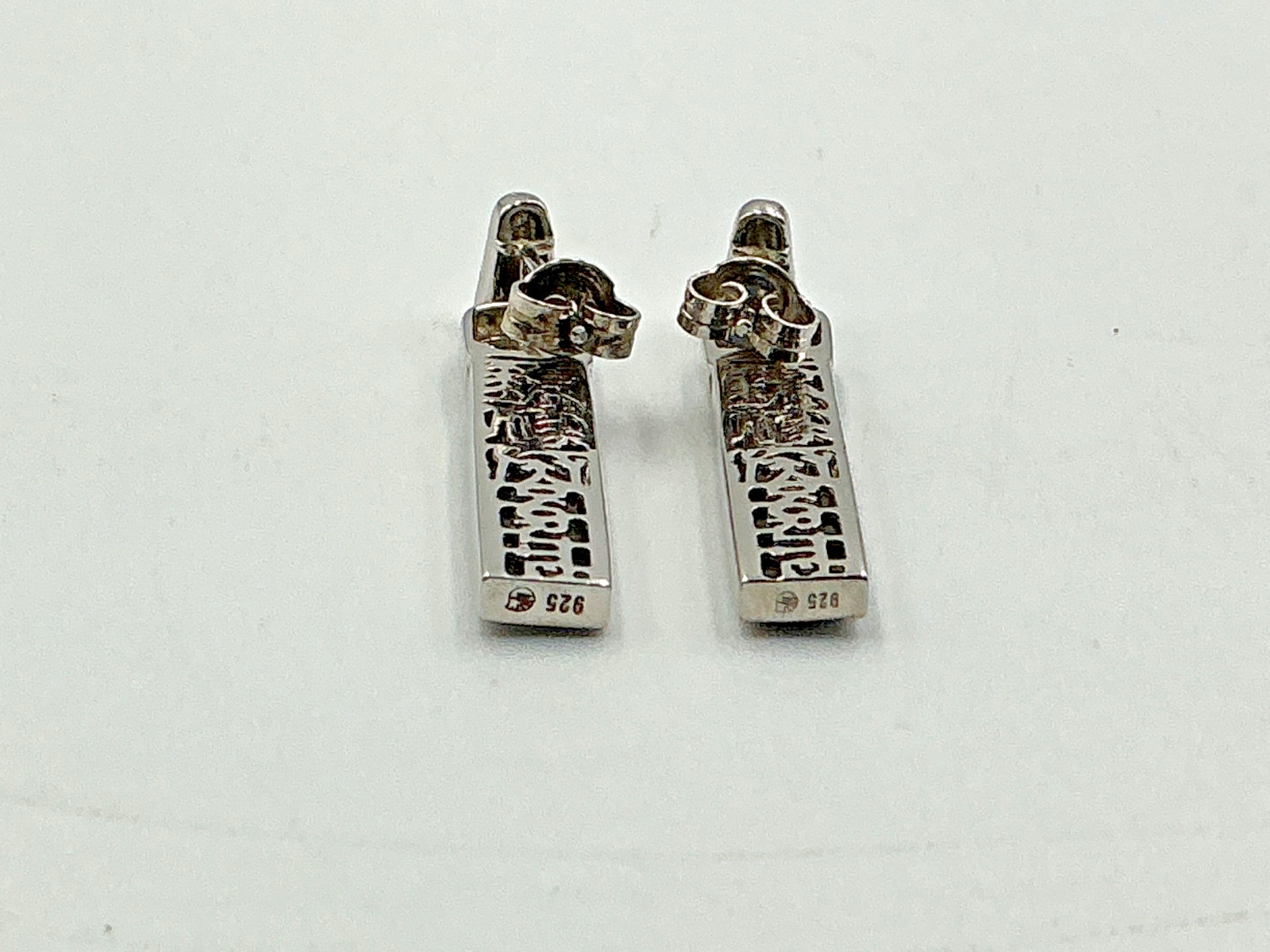 Multi-colour 3x1cm Korite Brand Ammolite set in Silver Earring with post backing