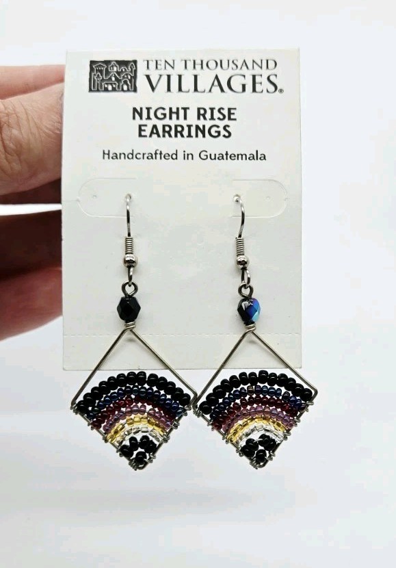 Ten Thousand Villages Night Rise Earrings Handcrafted In Guatemala NWT
