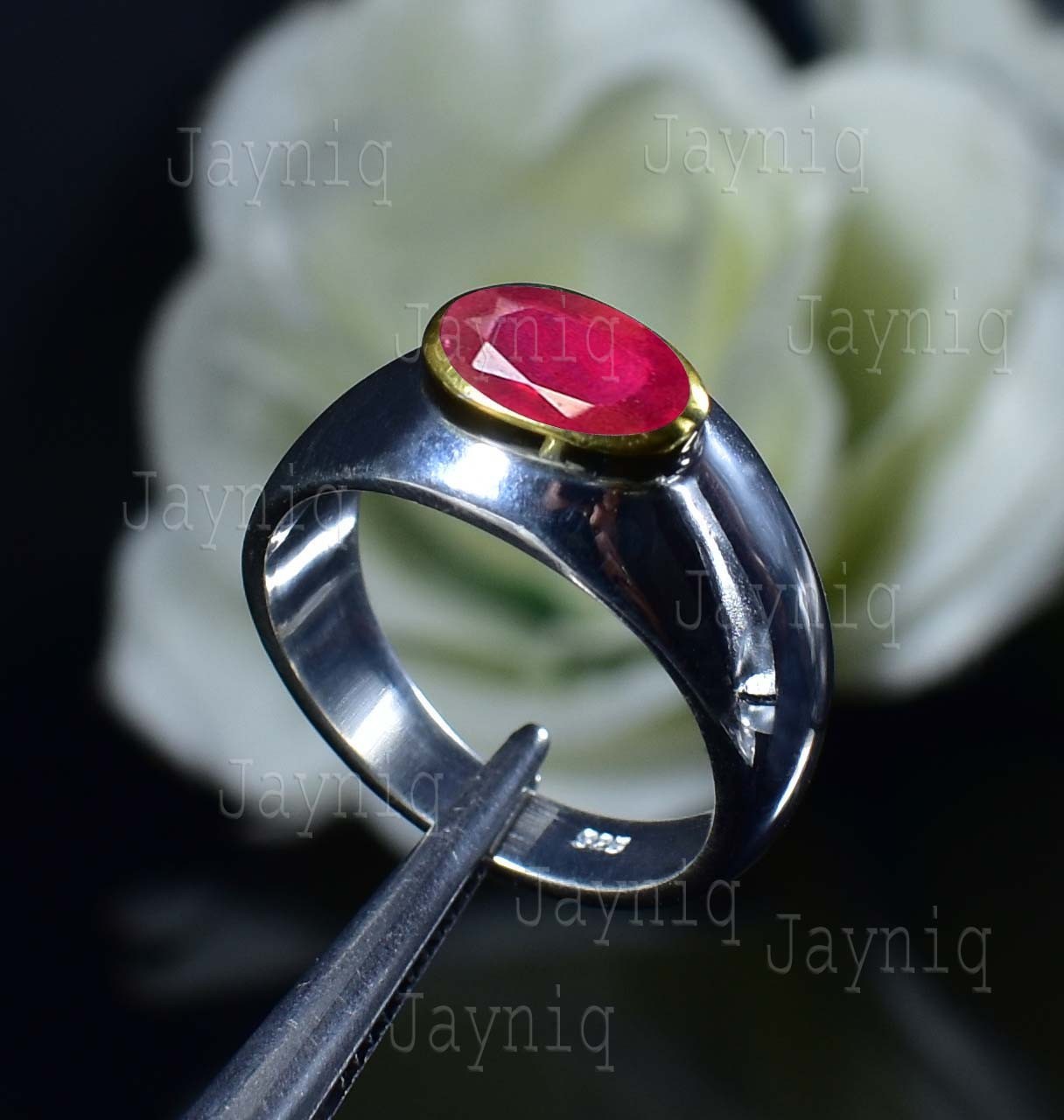 Pink Ruby Gemstone 925 Sterling Silver Handmade Two Tone Finish Ring For Women