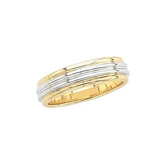 14k two Tone Gold Wedding Band Ring 6 mm size 4 to 13 Beautiful and comfort